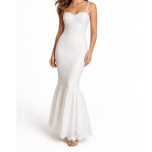 Lulus Lace Mermaid Maxi Dress Sweetheart Sleeveless Bustier White Size L